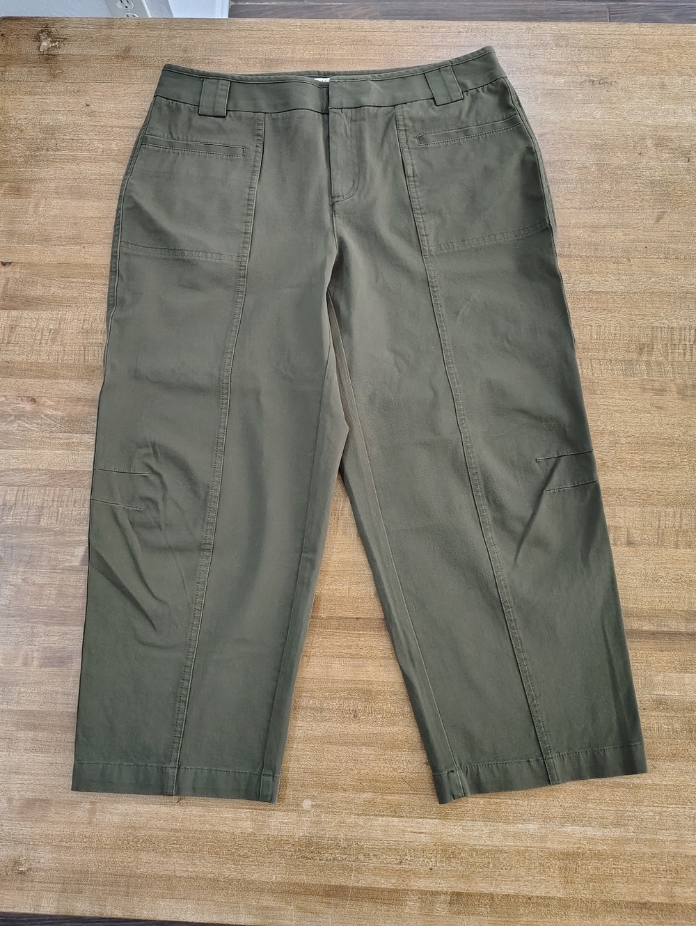 COLDWATER CREEK Olive Green Cotton Blend Cropped Pants Size 10